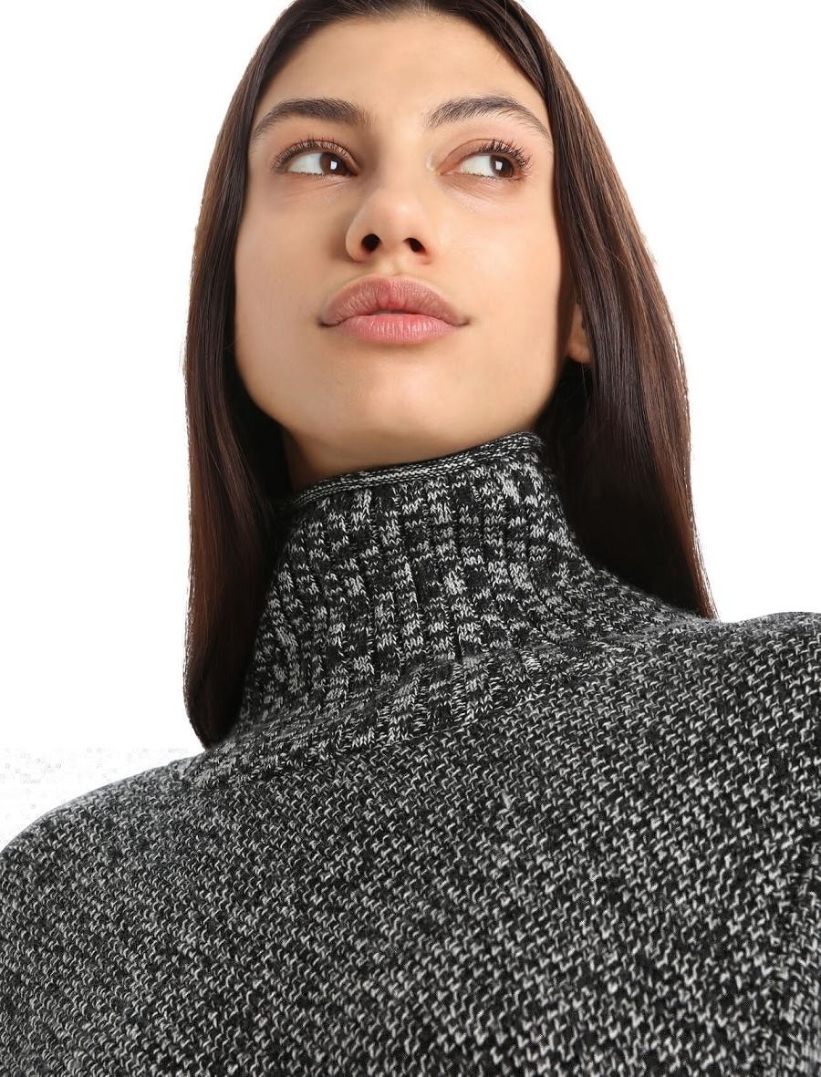 Black / Snow Icebreaker Merino Seevista Funnel Neck Women's Sweaters | AU 1627QMAZ